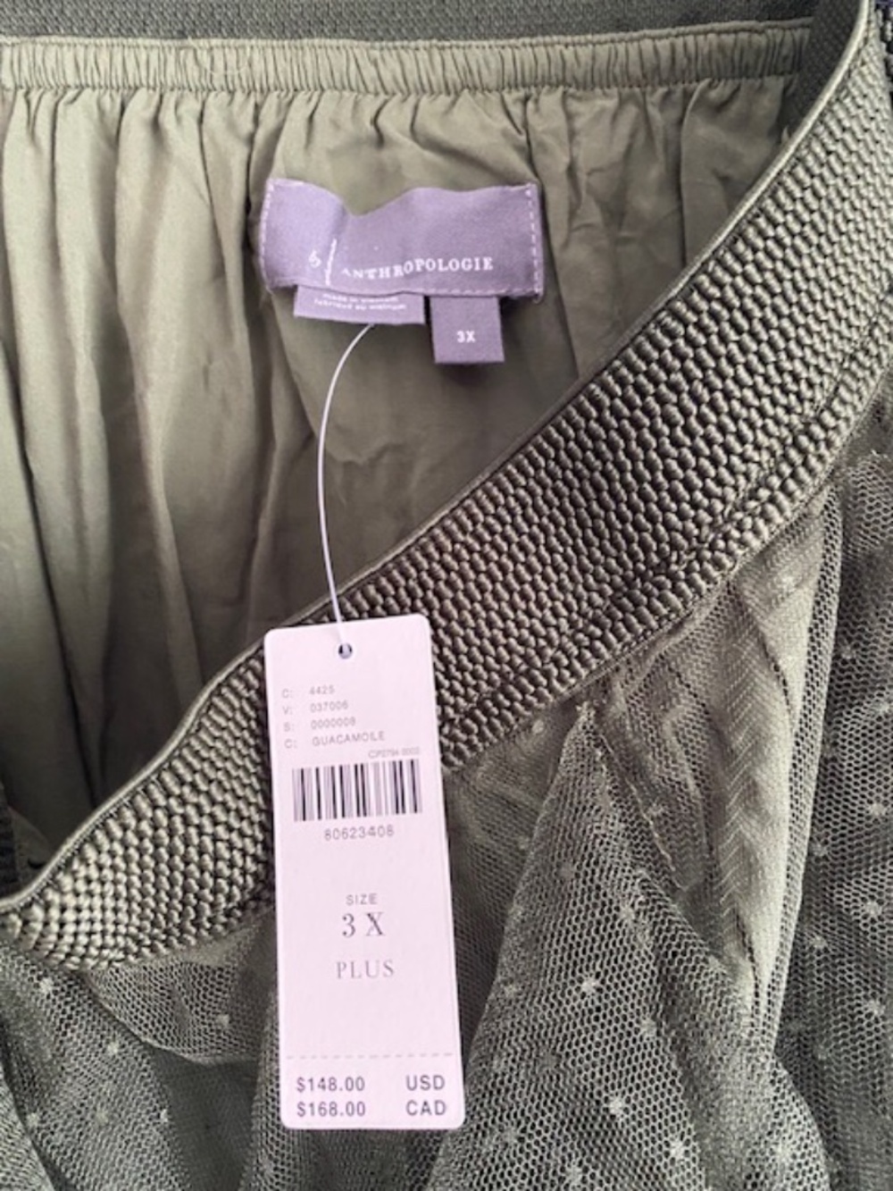 NWT - Anthro Chéri Ruffled Tulle Midi Skirt by Anthropologie in GREEN - Size 3X - Picture 4 of 6